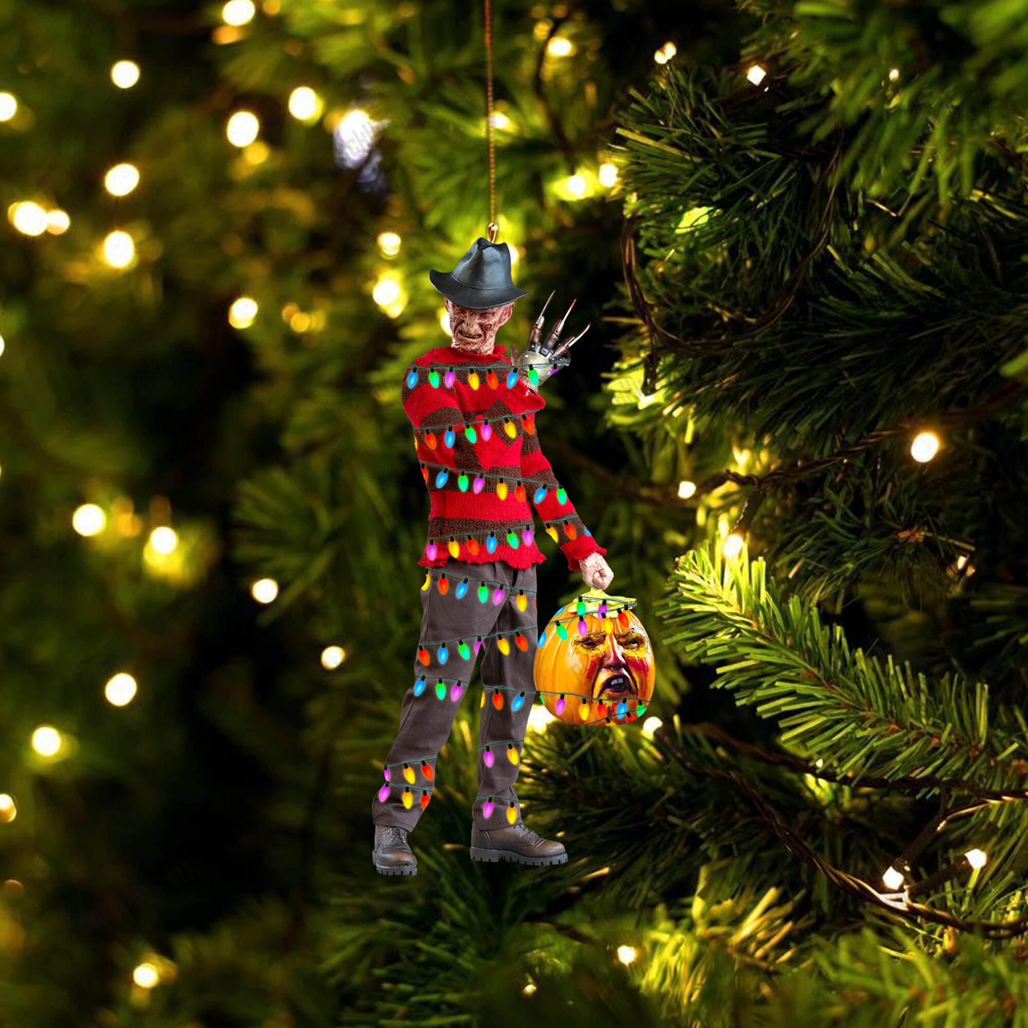 Freddy Krueger Led Light Christmas hanging ornament word1
