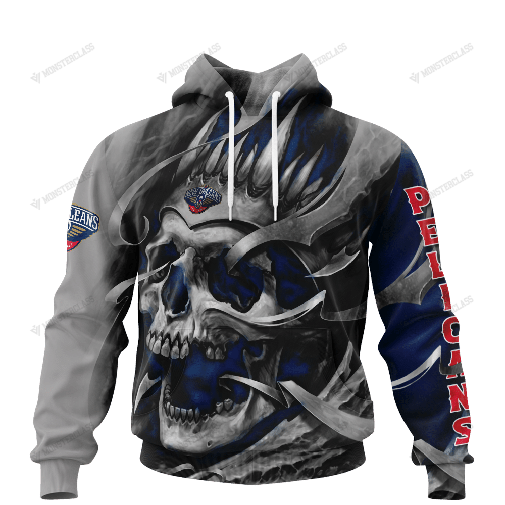 Personalized New Orleans Pelicans custom skull jersey hoodie, shirt word2
