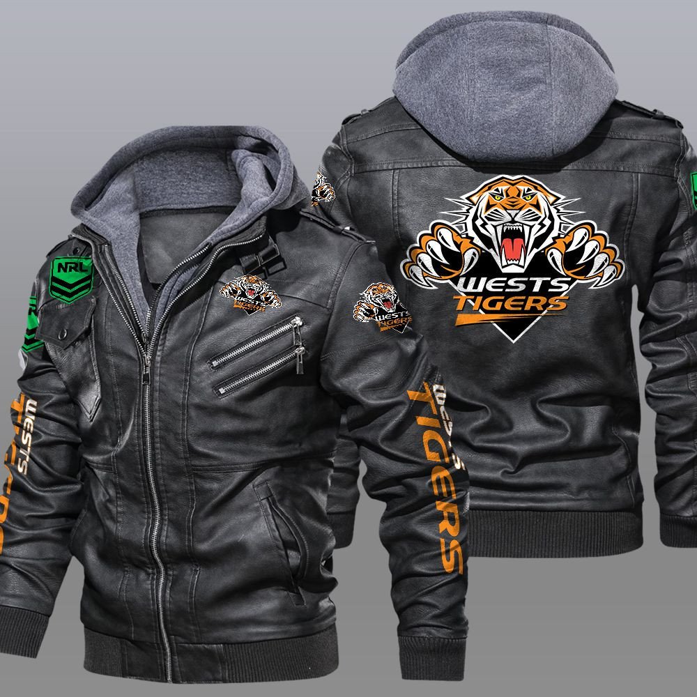 NRL Wests Tigers Leather Jacket word3