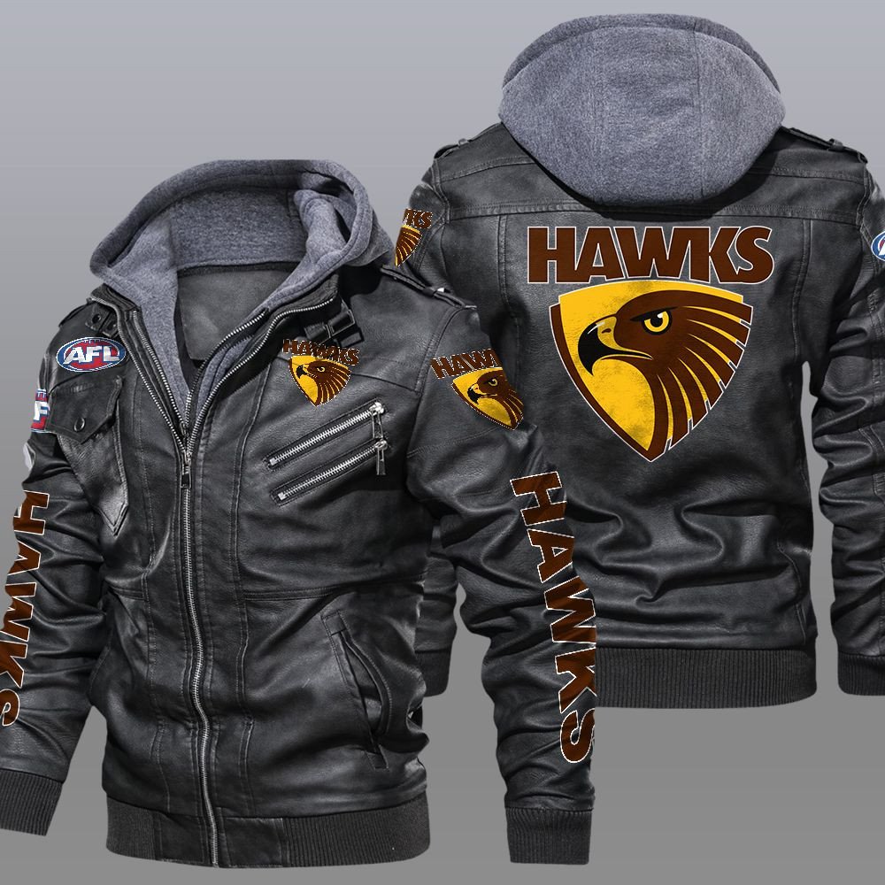 HOT Hawthorn Hawks AFL leather jacket word3