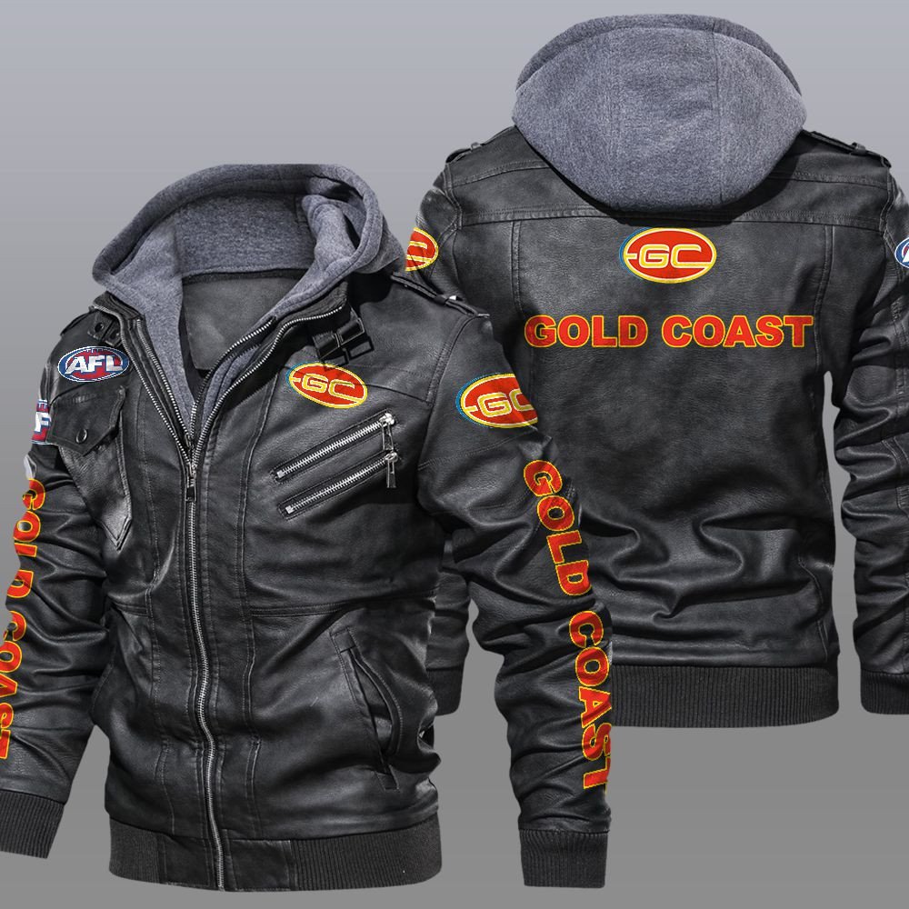 HOT Gold Coast Suns AFL leather jacket word1