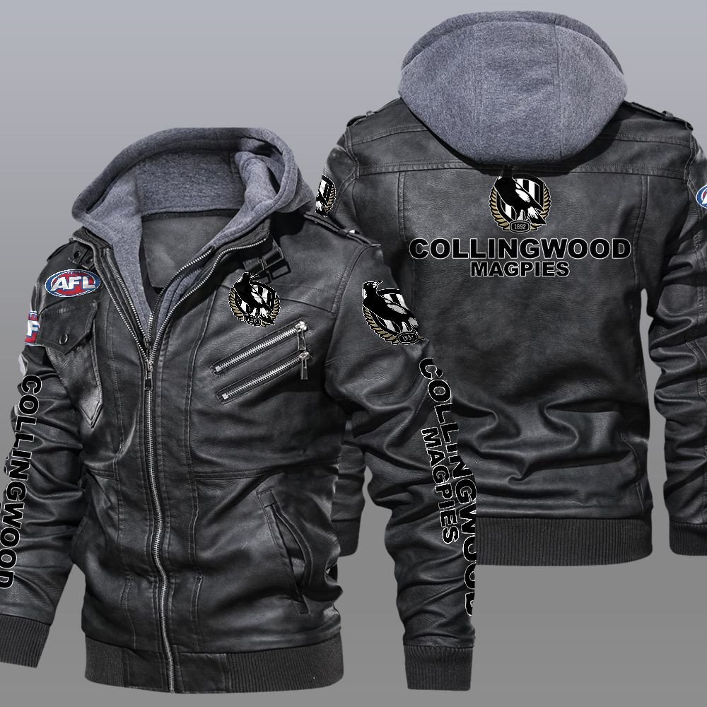 AFL Collingwood Magpies Leather Jacket word1