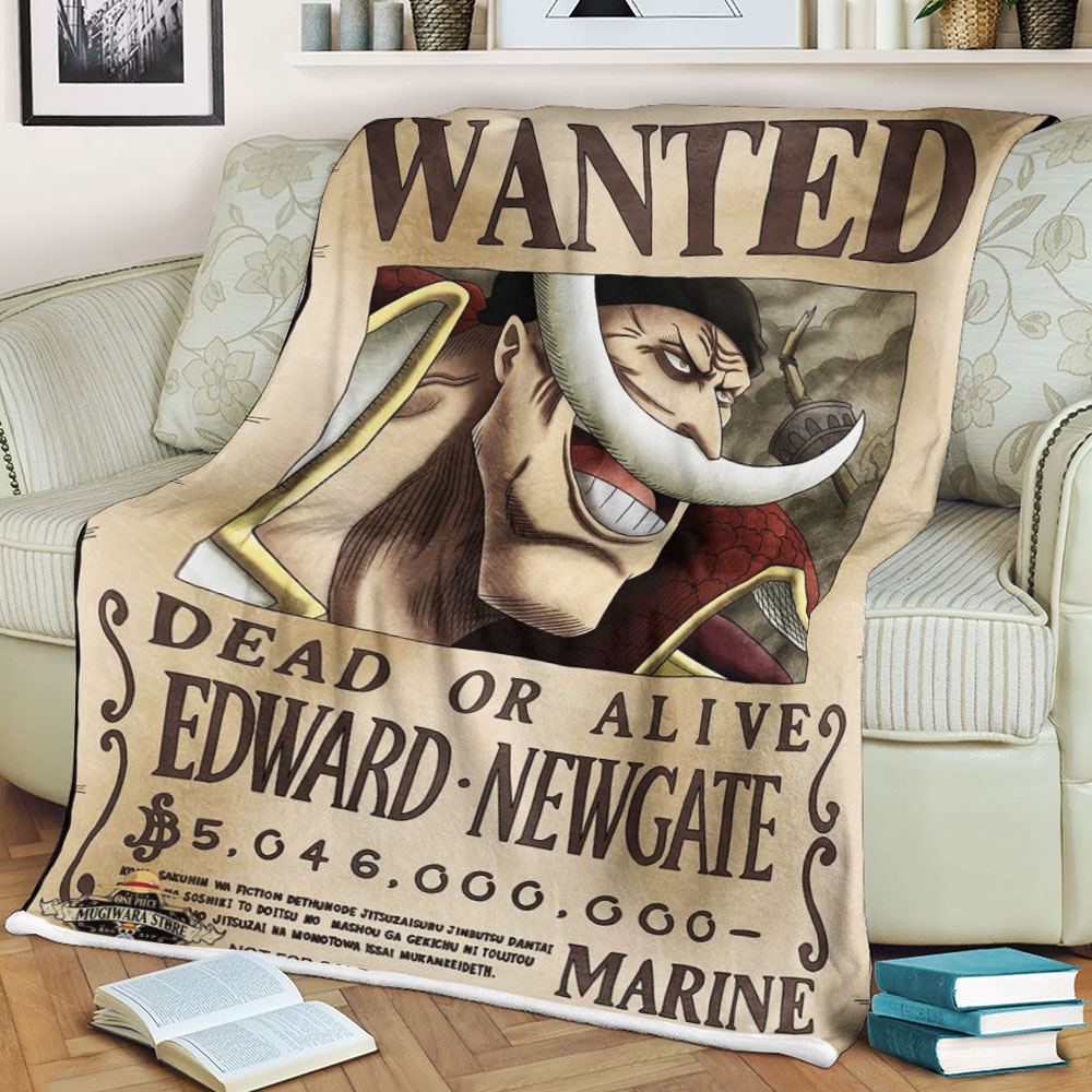 NEW Wanted Dead or Alive Edward Newgate One Piece blanket 2 NEW Wanted Dead or Alive Edward Newgate One Piece blanket word1
