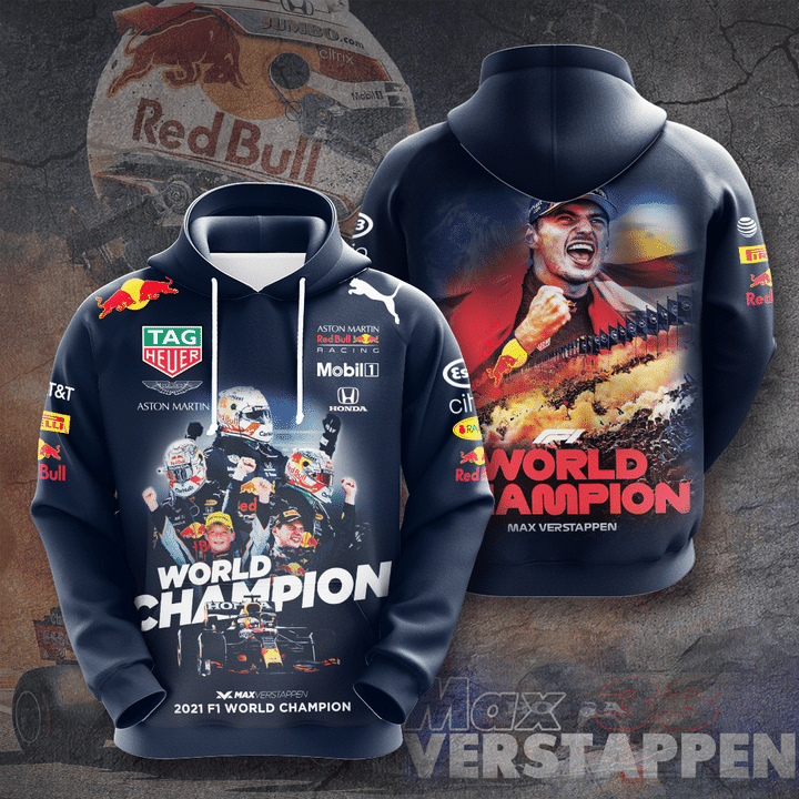 World Champion 2021 F1 Max Verstappen blue 3d hoodie 1 0x720@1639393693796