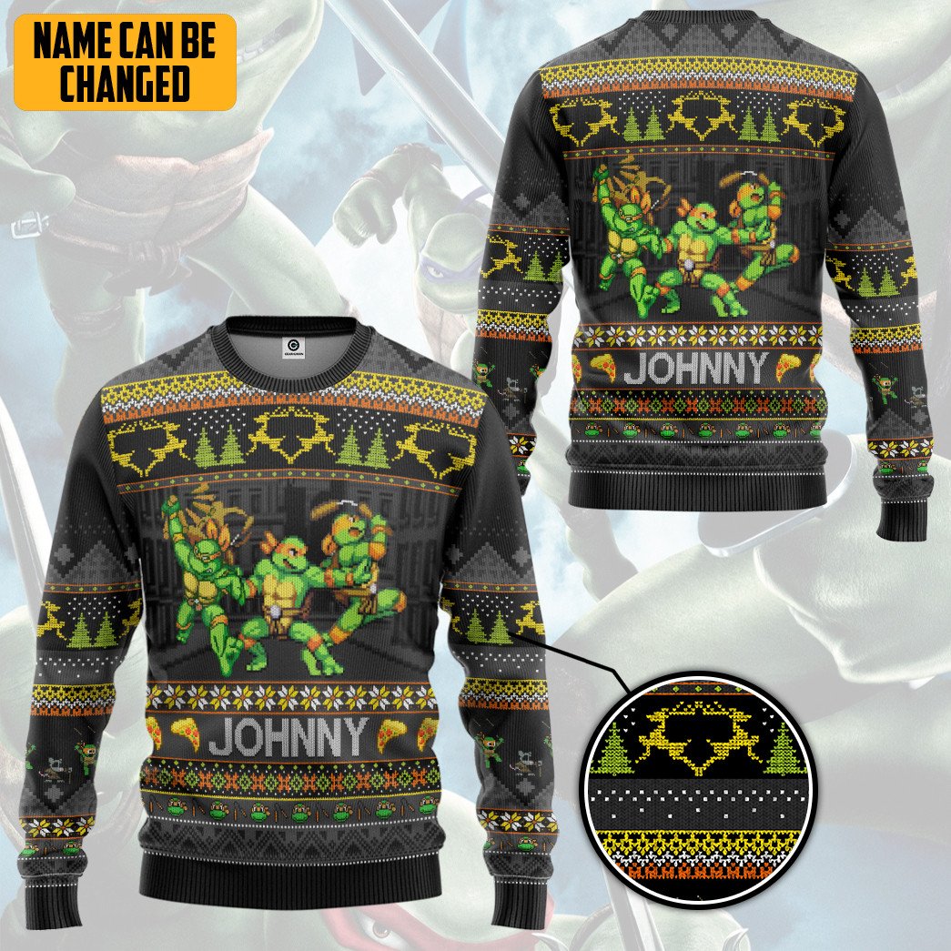 Personalized Michelangelo Teenage Mutant Ninja Turtles Christmas Sweater 4 16384349423f9544e47d