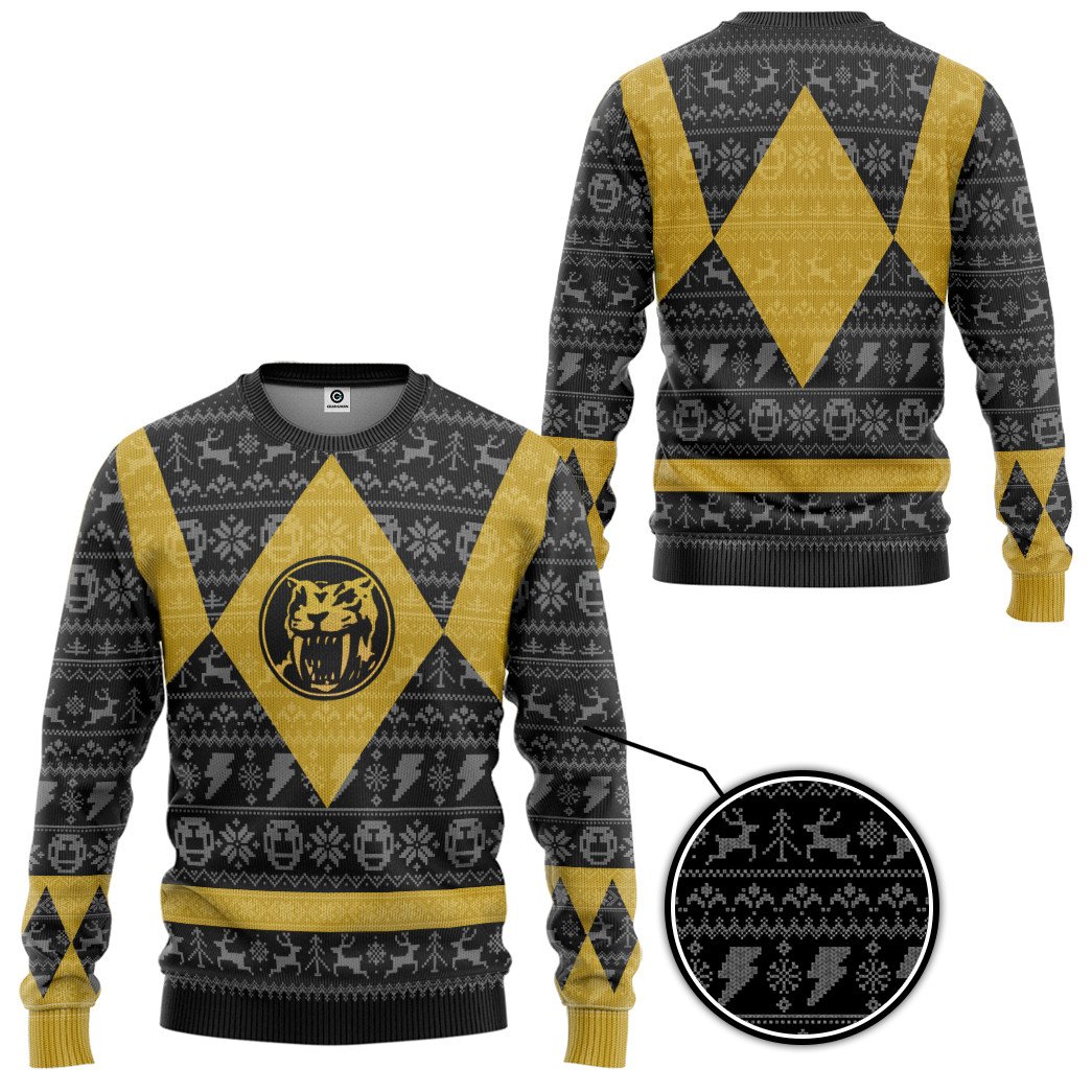 Mighty Morphin Power Rangers Yellow Christmas Sweater 2 16385206208e9a8e23e9