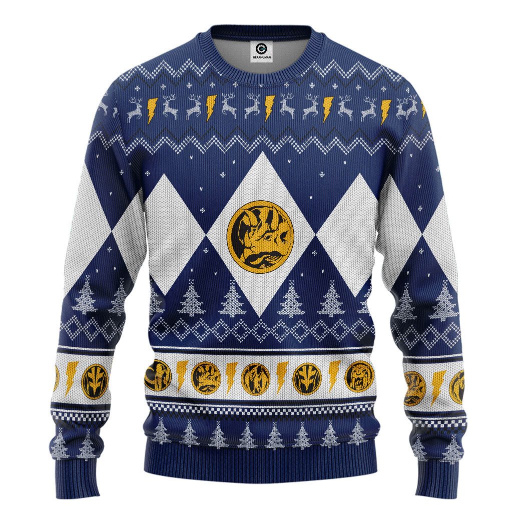 Mighty Morphin Blue Ranger Christmas Sweater 1 1638521726f88ee4e262