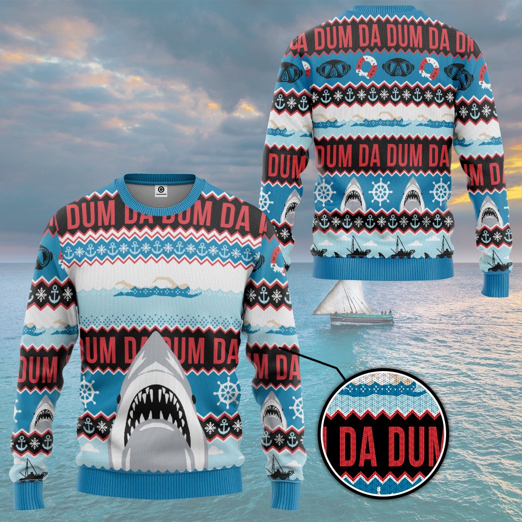 Da Dum Jaws Shark Christmas Sweater 2 1638525821231
