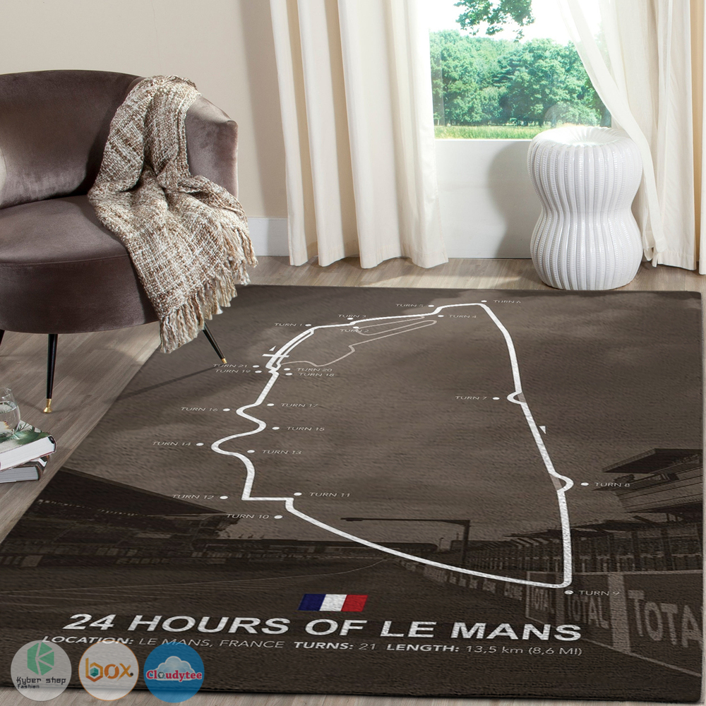 24 Hours of Le Mans France Circuit map rectangle rug 3 24 Hours of Le Mans France Circuit map rug 1 2