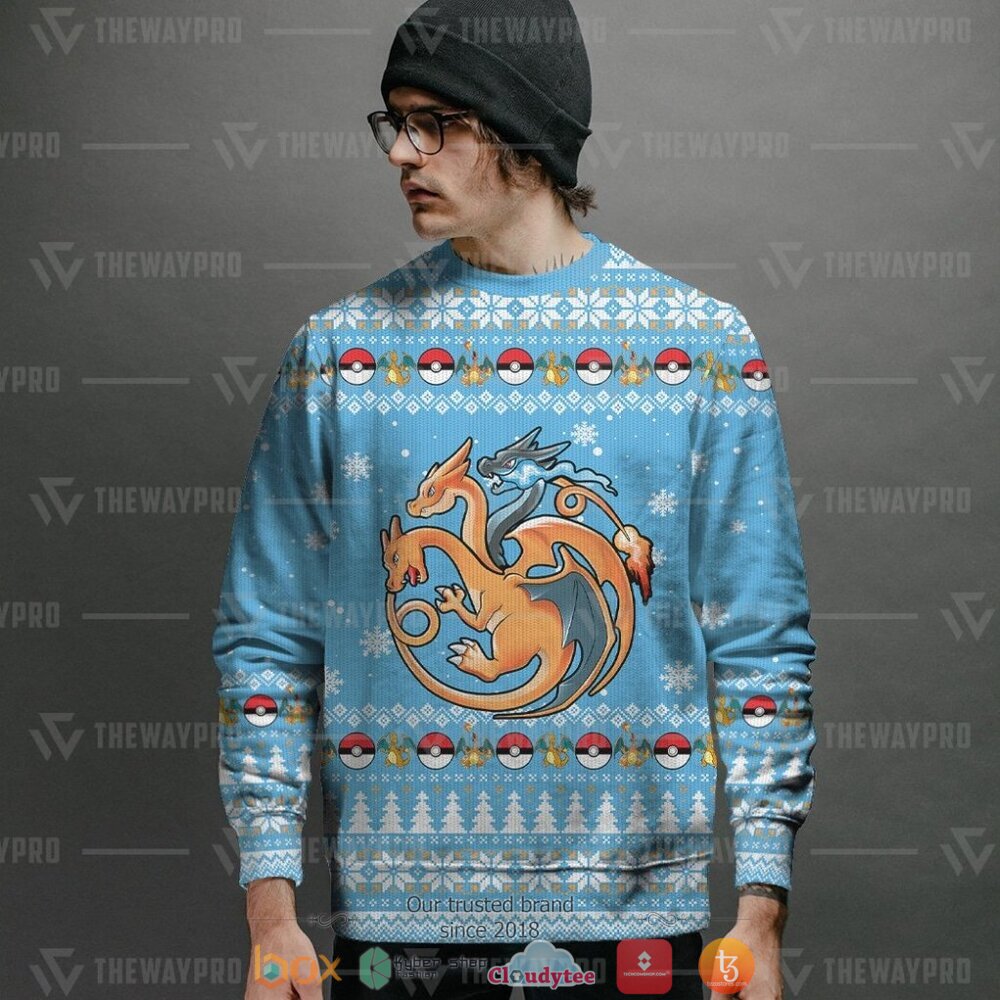 Fire, Flying and Dragon Pokemon Sweater 2 Anime Pokemon Fire Flying and Dragon Christmas Sweater 1
