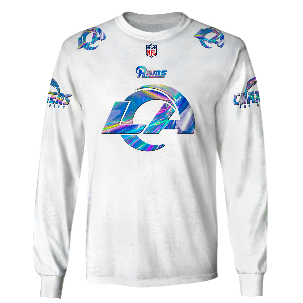 BEST NFL Personalized Los Angeles Rams Football Team White, Hologram Color Custom 3D Hoodie, Shirt 5 5 LE954 WY front 9