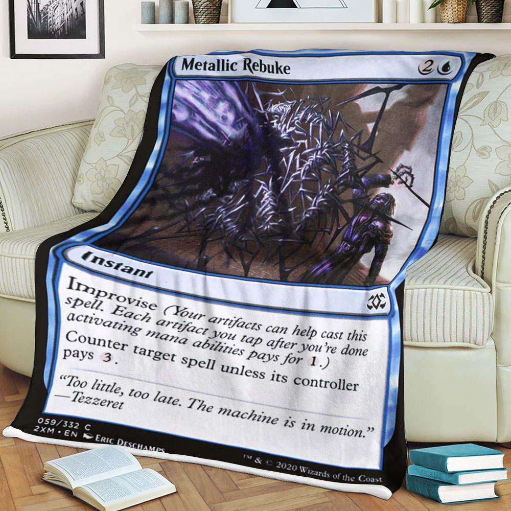 BEST Magic The Gathering Game Metallic Rebuke Fleece Blanket 2 6198cb49b4ad7