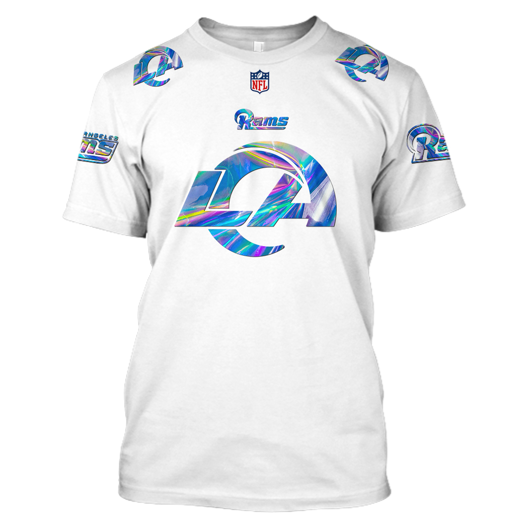 BEST NFL Personalized Los Angeles Rams Football Team White, Hologram Color Custom 3D Hoodie, Shirt 7 7 LE954 TX front 9