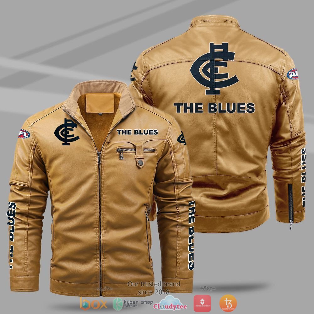 AFL Carlton The Blues Fleece leather jacket 1