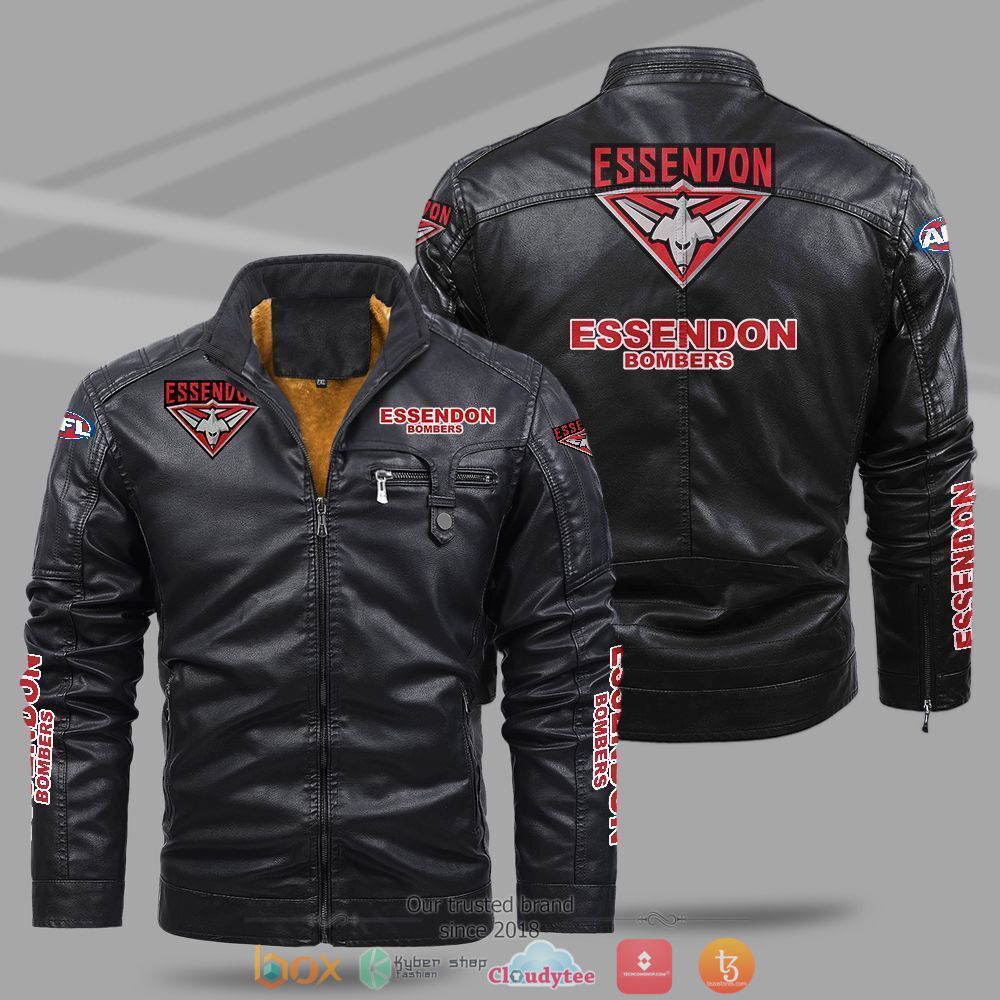 AFL Essendon Bombers Fleece leather jacket