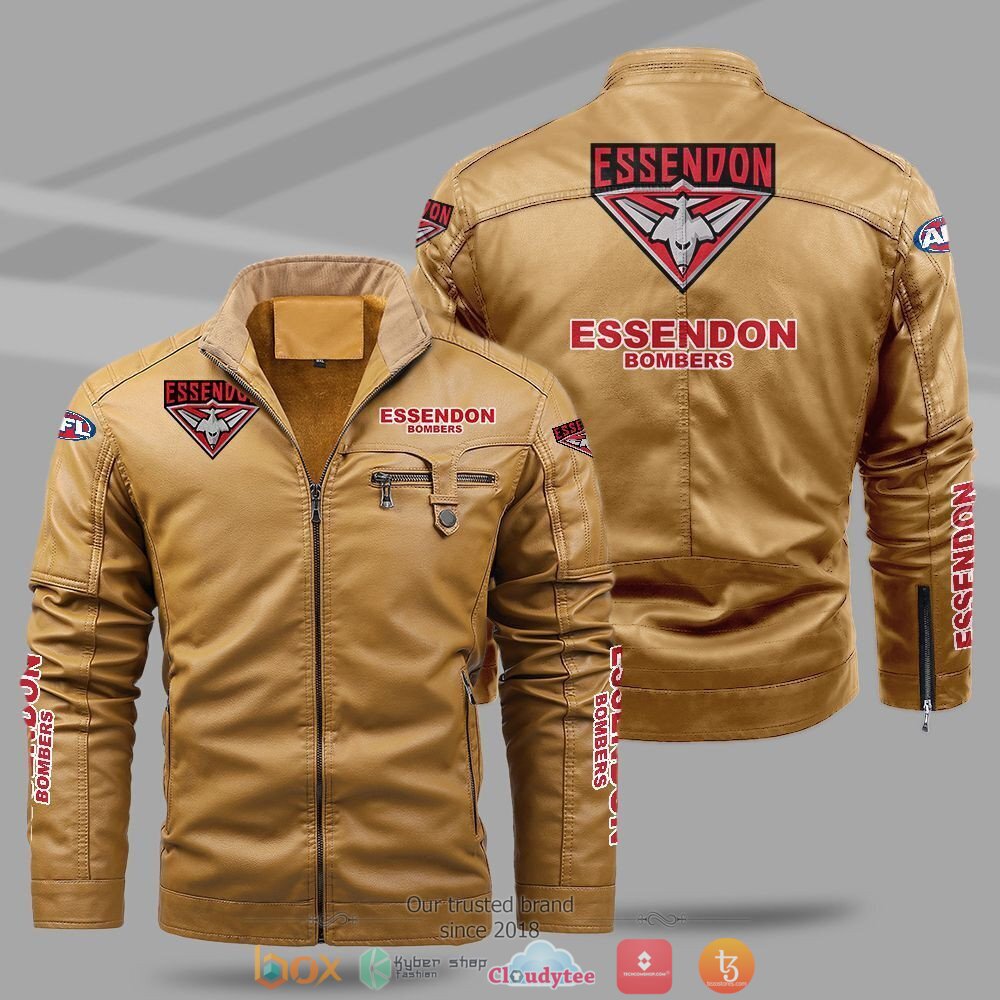 AFL Essendon Bombers Fleece leather jacket 1