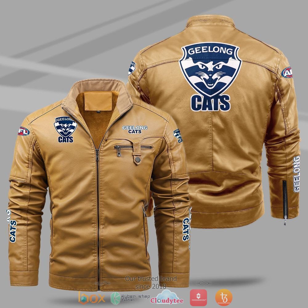 AFL Geelong cats Fleece leather jacket 1