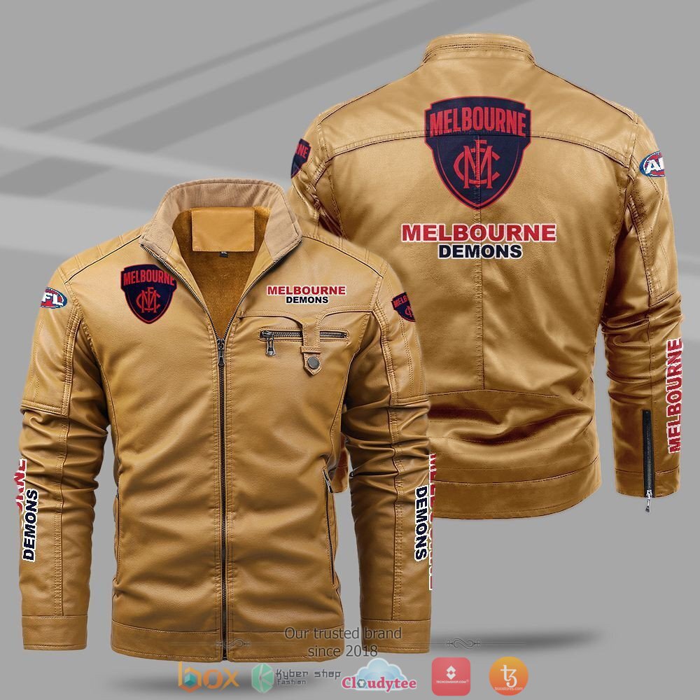 AFL Melbourne Demons Fleece leather jacket 1