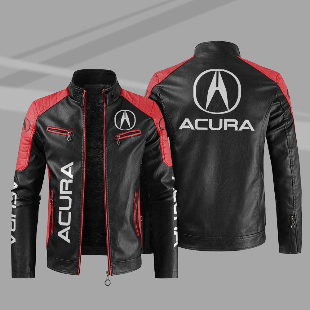 Acura Car Motor Block Leather Jacket 4 Acura Car Motor Block Leather Jacket 1 2 3