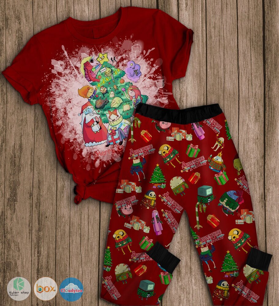 Adventure Time Christmas tree Merry Christmas short sleeves Pajamas Set