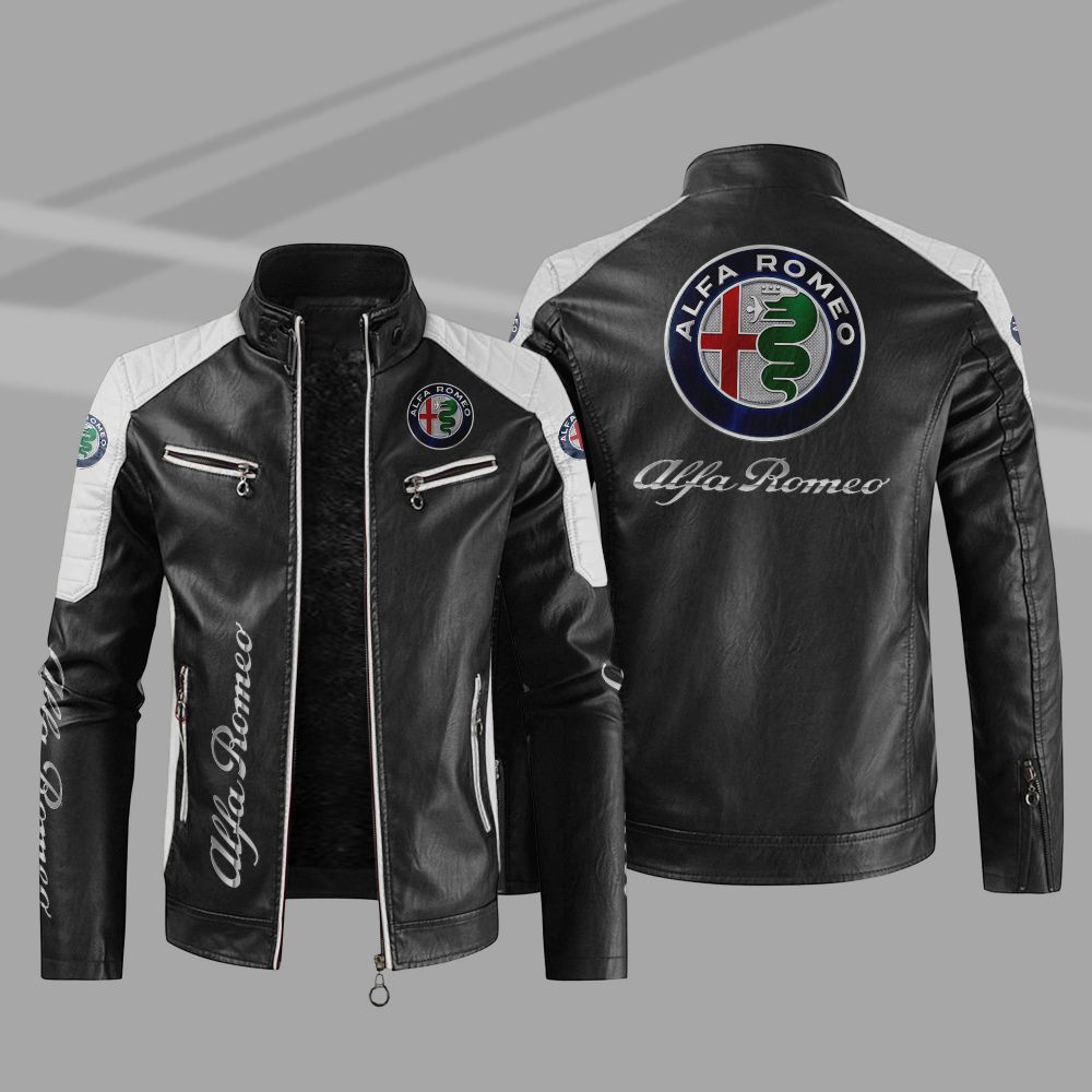 Alfa Romeo Car Motor Block Leather Jacket