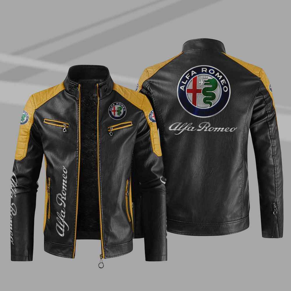 Alfa Romeo Car Motor Block Leather Jacket 1