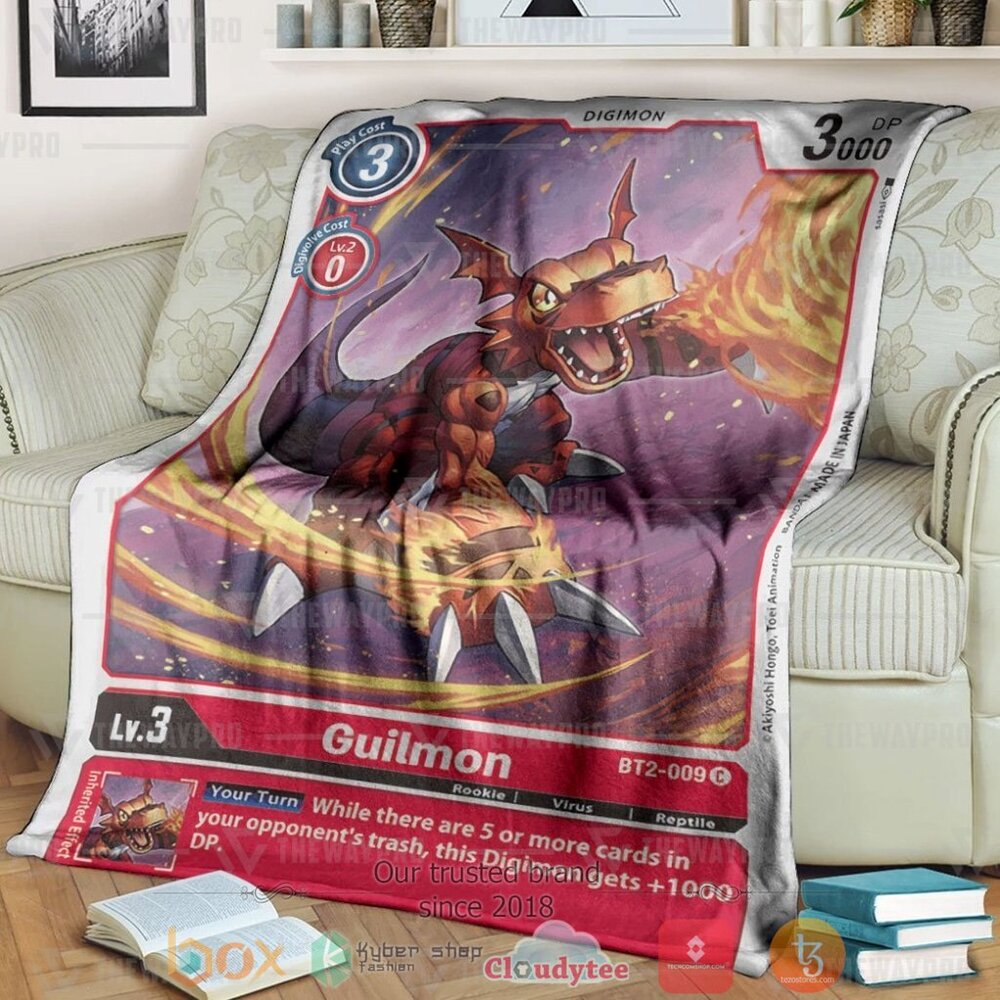 Anime Digimon Guilmon Custom Soft Blanket