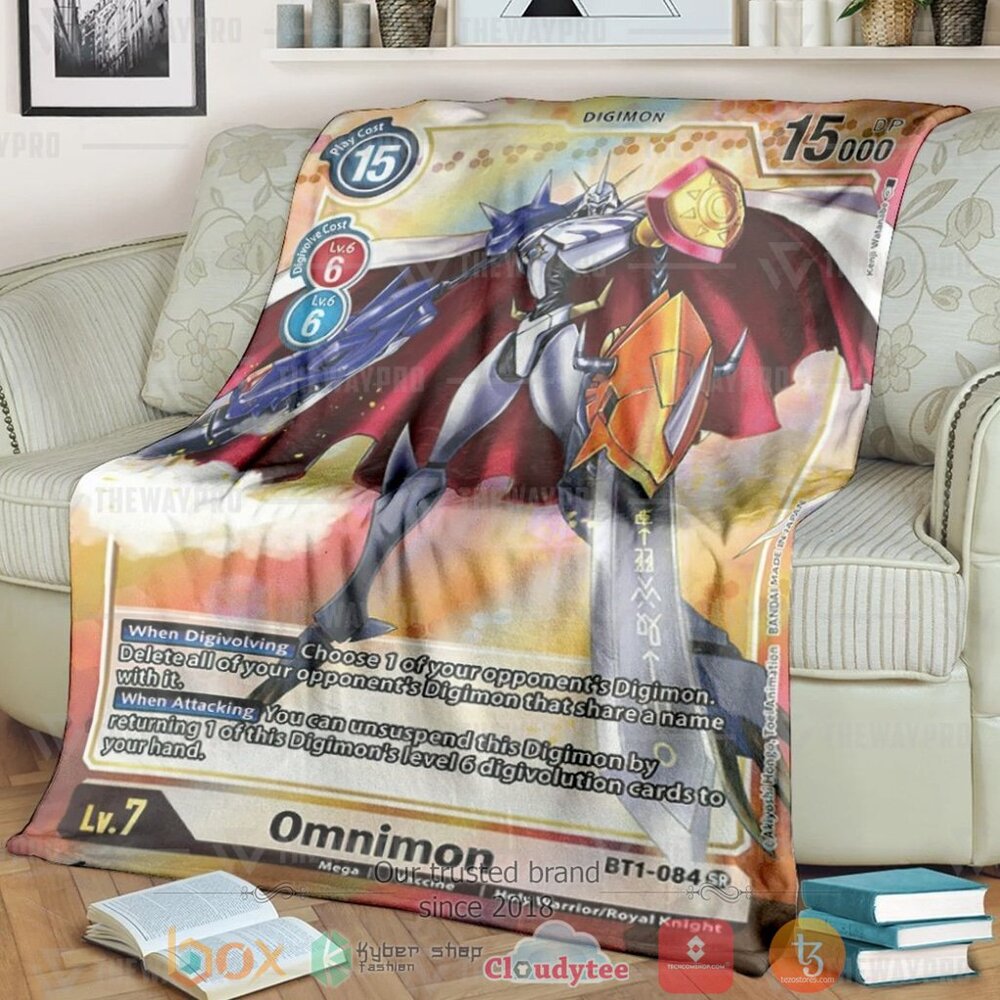 HOT Anime Digimon Omnimon BT1-084 Alt Art Soft Blanket 6 Anime Digimon Omnimon BT1 084 Alt Art Custom Soft Blanket