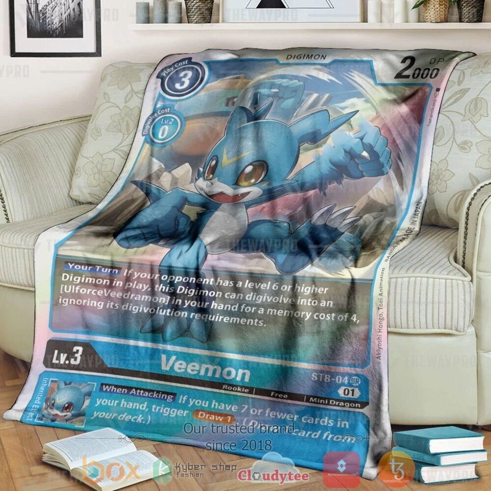 Anime Digimon Veemon Custom Soft Blanket
