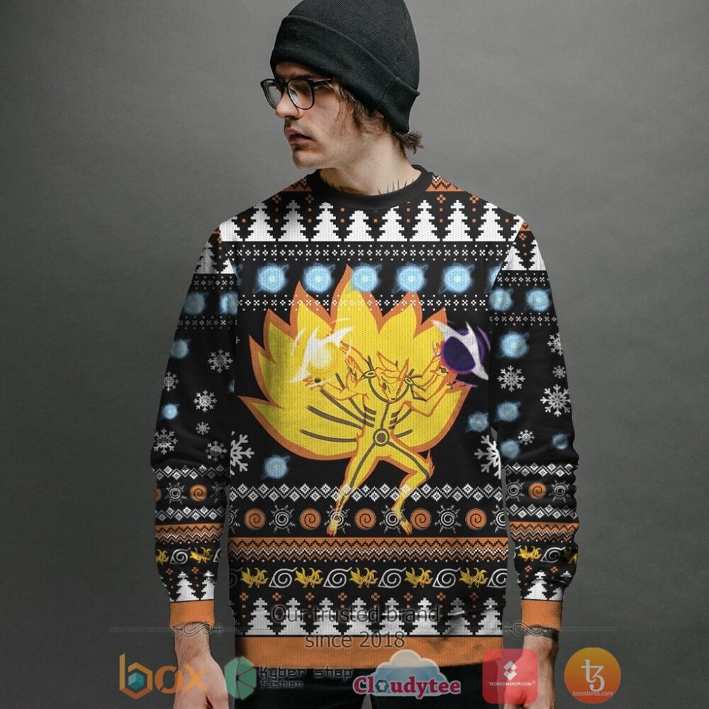 NEW Anime Naruto Shippuden Asura Kurama Mode Pattern Merry Christmas Sweater 5 Anime Naruto Shippuden Asura Kurama Mode Ugly Christmas Sweater
