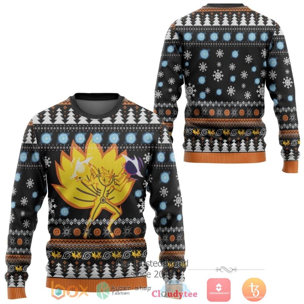 NEW Anime Naruto Shippuden Asura Kurama Mode Pattern Merry Christmas Sweater 4 Anime Naruto Shippuden Asura Kurama Mode Ugly Christmas Sweater 1 2 3