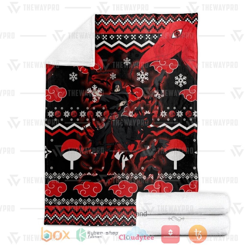 NEW Anime Naruto Shippuden Itachi Summoning Crow Christmas Ugly Soft Blanket 3 Anime Naruto Shippuden Itachi Summoning Crow Christmas Ugly Custom Soft Blanket 1 2