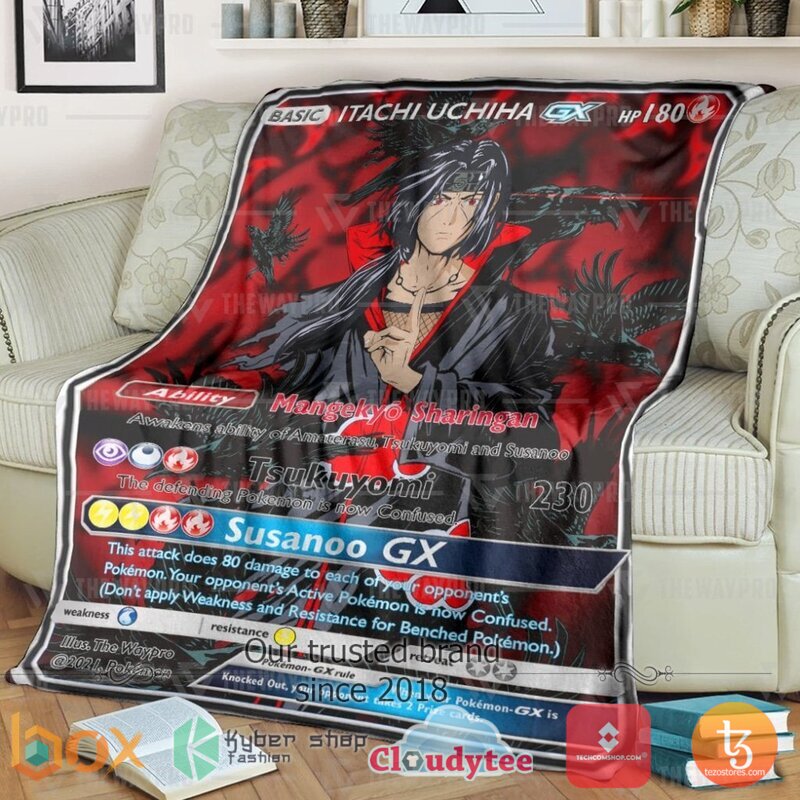 Anime Naruto Shippuden Itachi Uchiha x PKM Card Blanket