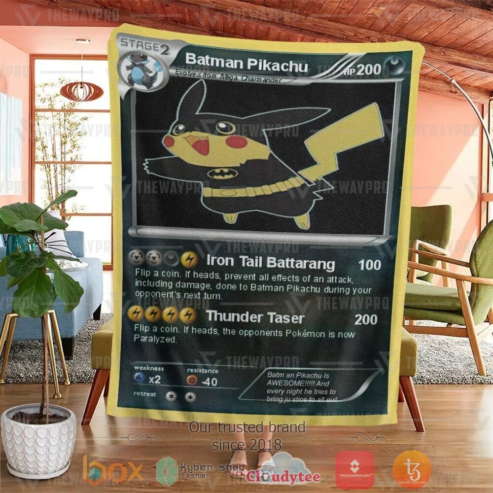 BEST Pokemon Batman Pikachu Soft Blanket 4 Anime PKM Batman Pikachu Custom Soft Blanket 1 2 3
