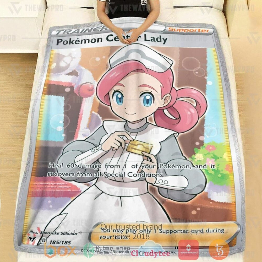 BEST Pokemon Center Lady Trainer Soft Blanket 2 Anime PKM Center Lady Trainer Custom Soft Blanket 1