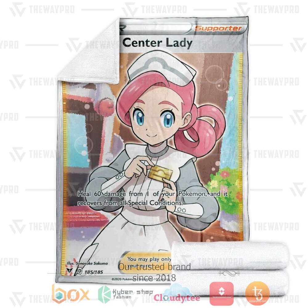 BEST Pokemon Center Lady Trainer Soft Blanket 3 Anime PKM Center Lady Trainer Custom Soft Blanket 1 2