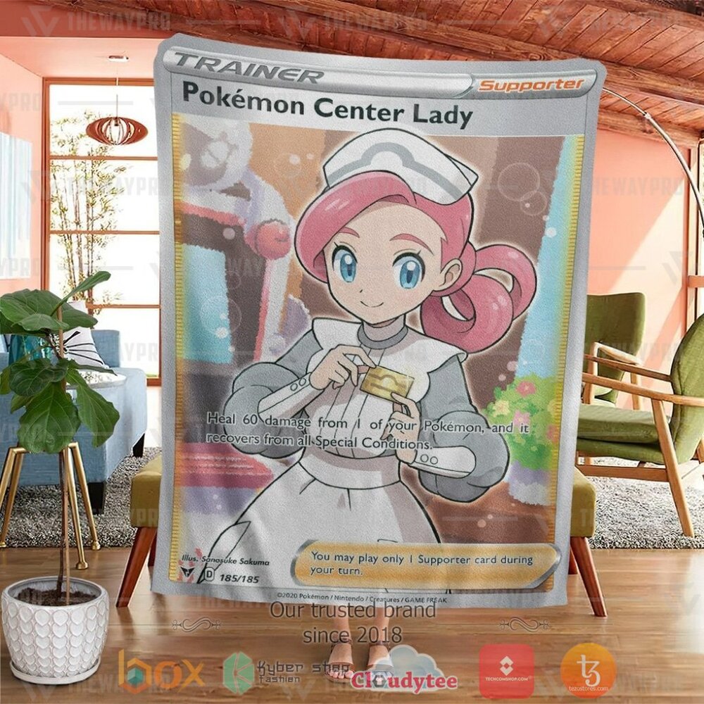BEST Pokemon Center Lady Trainer Soft Blanket 4 Anime PKM Center Lady Trainer Custom Soft Blanket 1 2 3