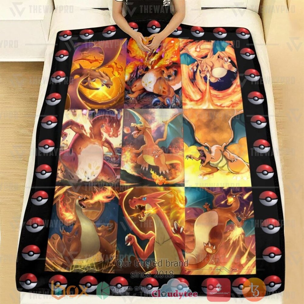 NEW Pokemon Charizard Poke Ball Soft Blanket 2 Anime PKM Charizard Poke Ball Custom Soft Blanket 1