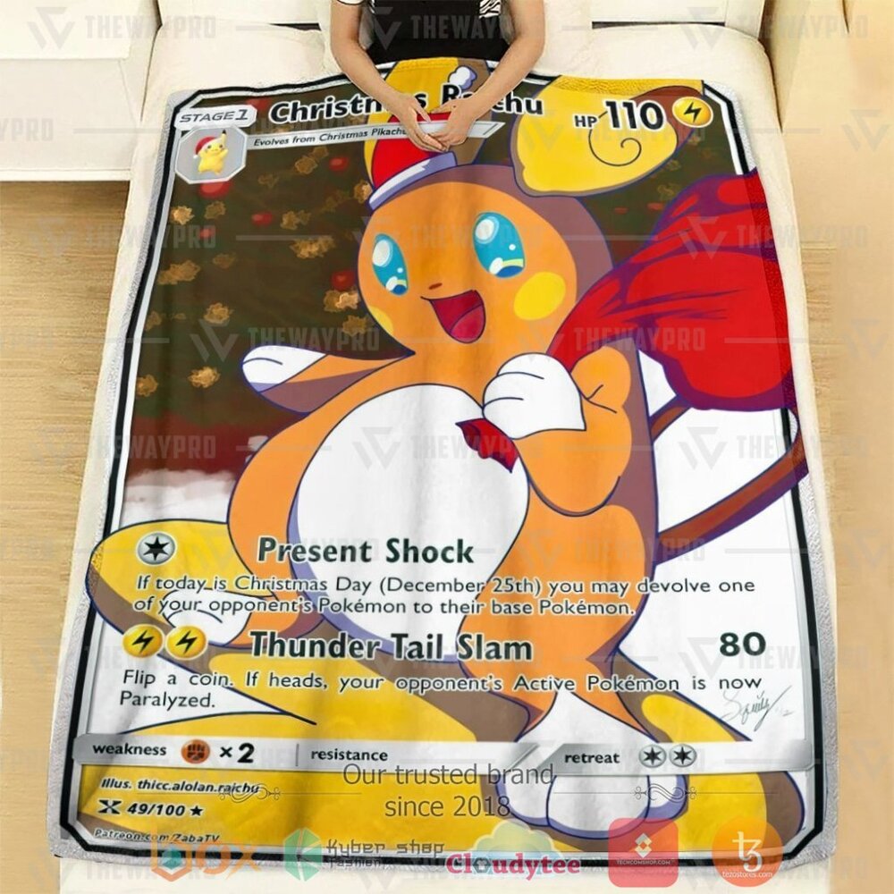 NEW Pokemon Raichu Soft Blanket 2 Anime PKM Christmas Raichu Custom Soft Blanket 1