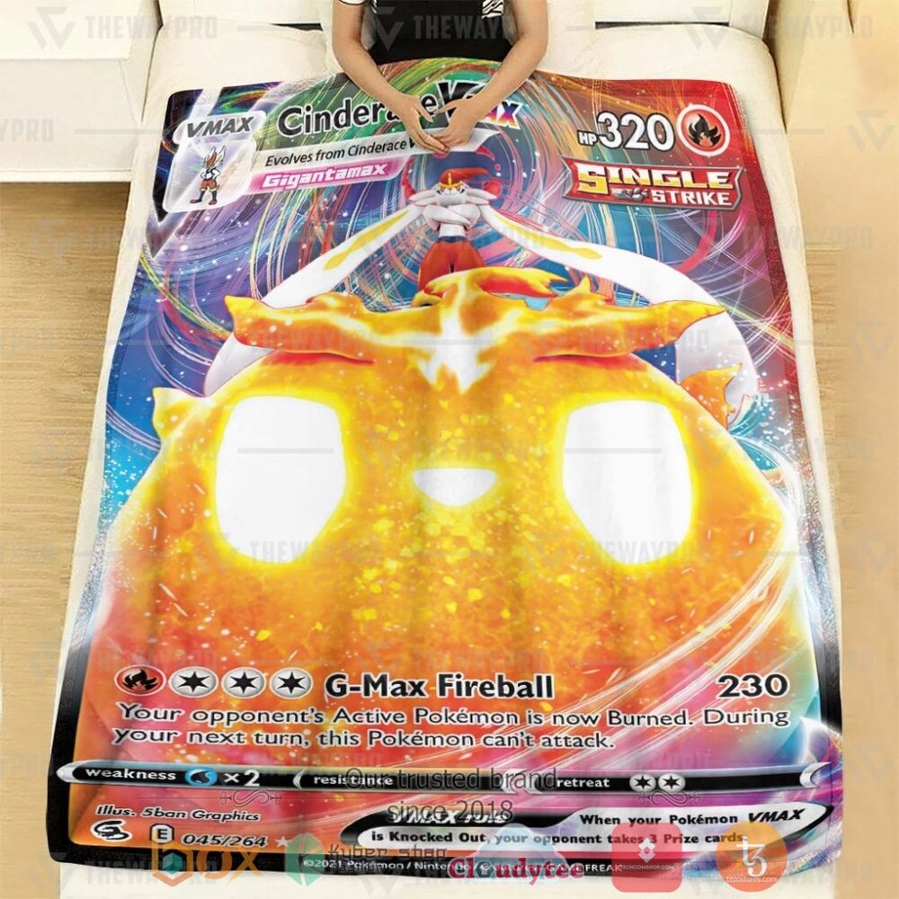 BEST Pokemon Cinderace VMAX Fusion Strike Soft Blanket 3 Anime PKM Cinderace VMAX Fusion Strike Custom Soft Blanket 1 2