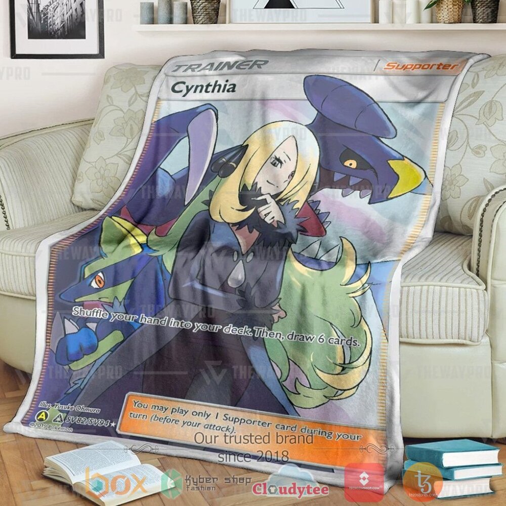 BEST Pokemon Cynthia Trainer Soft Blanket 8 Anime PKM Cynthia Trainer Custom Soft Blanket