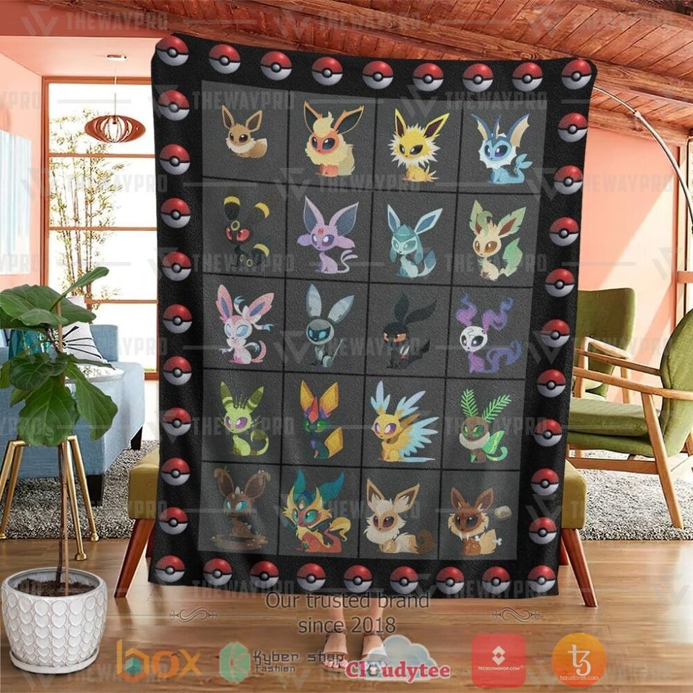 NEW Pokemon Eevee Evolution Form Soft Blanket 4 Anime PKM Eevee Evolution Form Custom Soft Blanket 1 2 3