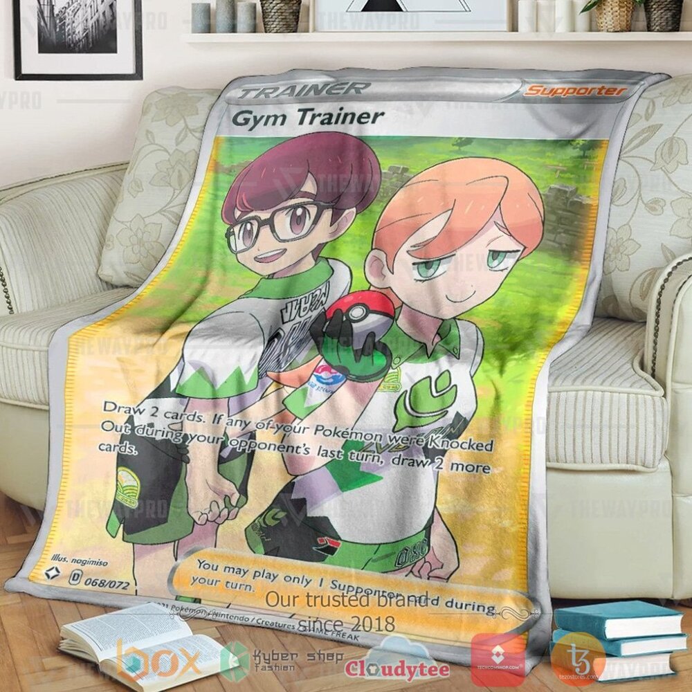 BEST Pokemon Gym Trainer Soft Blanket 1 Anime PKM Gym Trainer Custom Soft Blanket