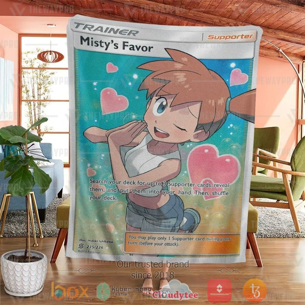 BEST Pokemon Misty's Favor Trainer Soft Blanket 4 Anime PKM Mistys Favor Trainer Custom Soft Blanket 1 2 3