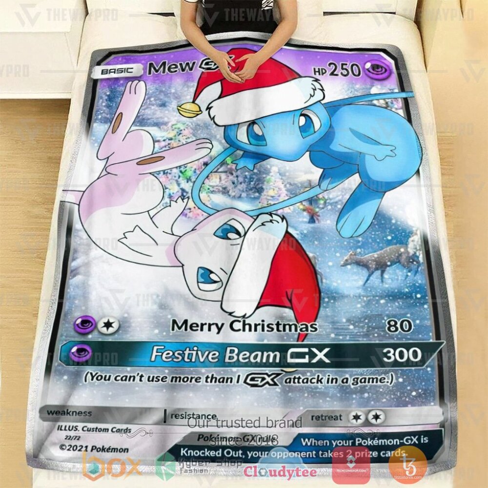 BEST Pokemon New Mew GX Soft Blanket 2 Anime PKM New Christmas Mew GX Custom Soft Blanket 1