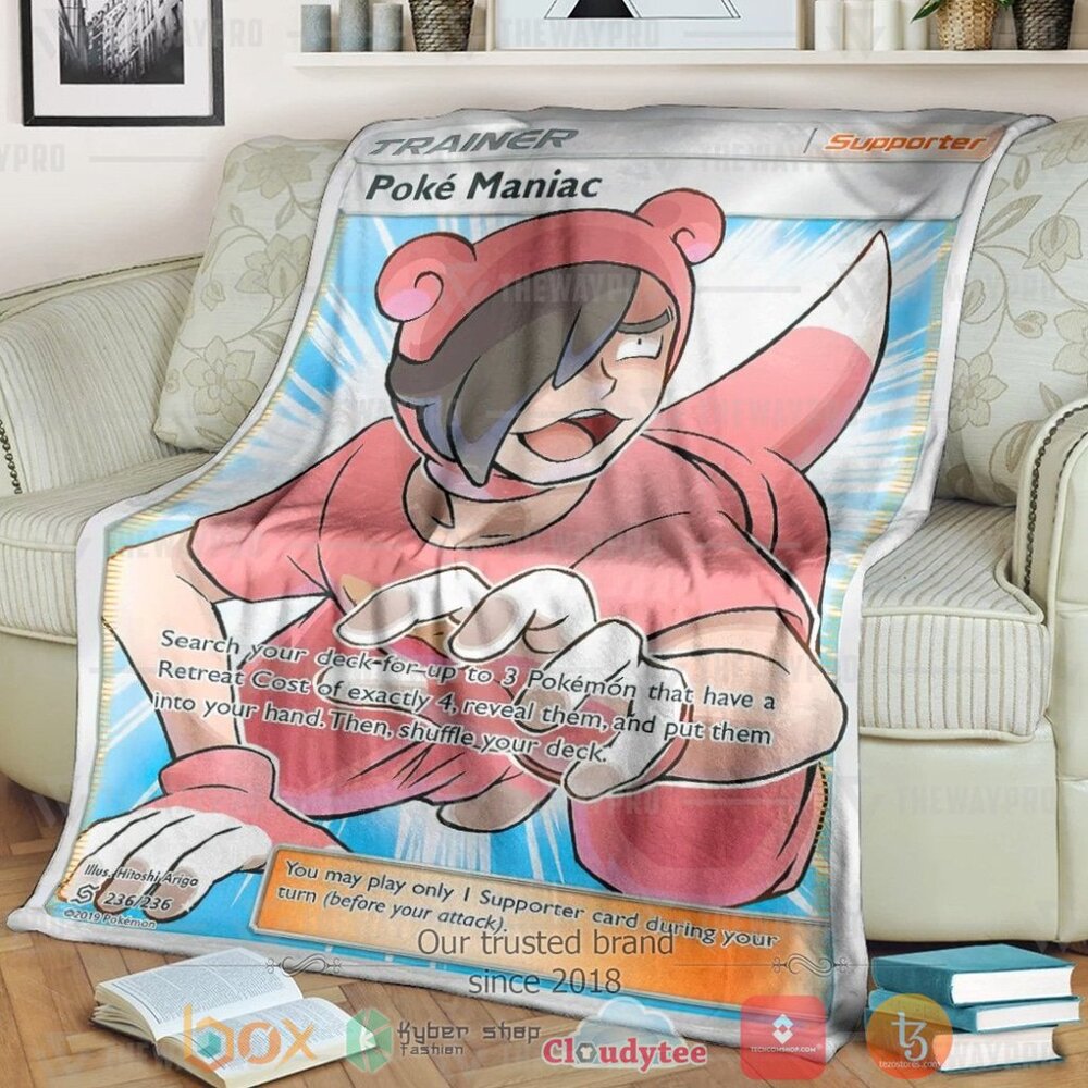 Anime PKM Poke Maniac Trainer Custom Soft Blanket