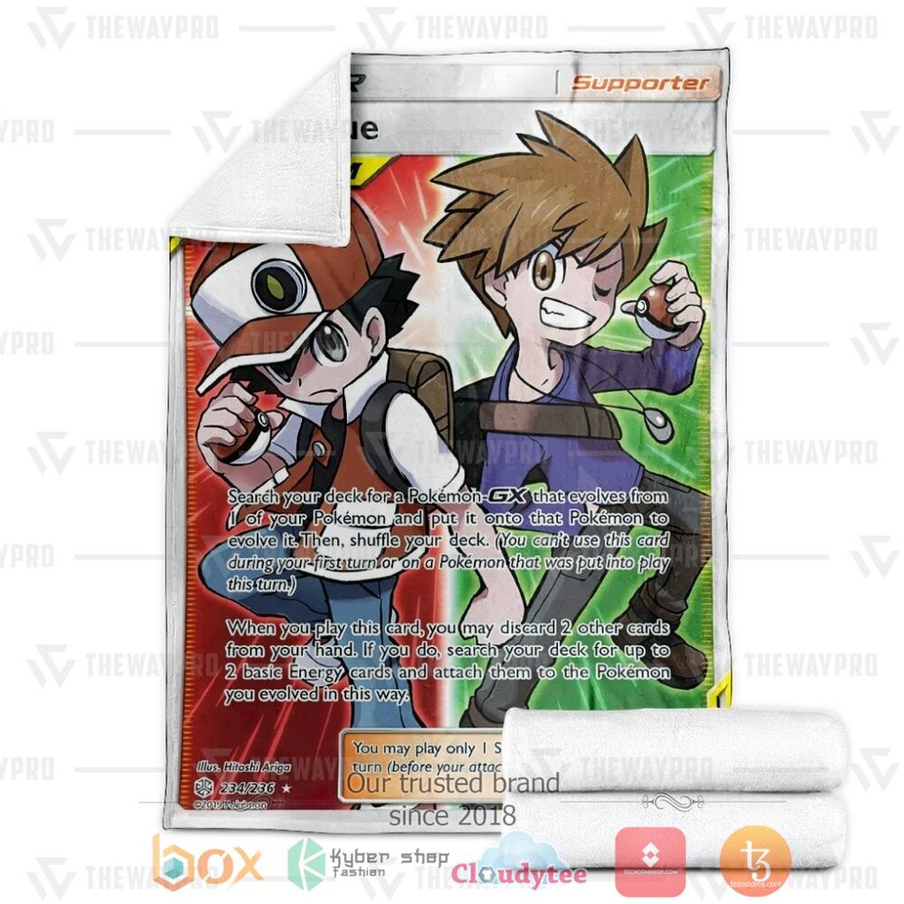 BEST Pokemon Red and Blue Trainer Soft Blanket 3 Anime PKM Red and Blue Trainer Custom Soft Blanket 1 2