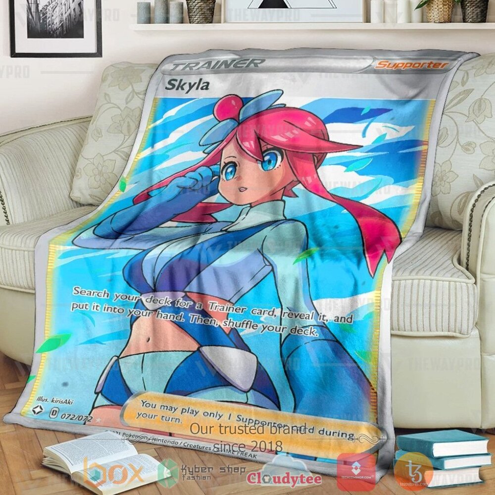 Anime PKM Skyla Shining Fates Trainer Custom Soft Blanket