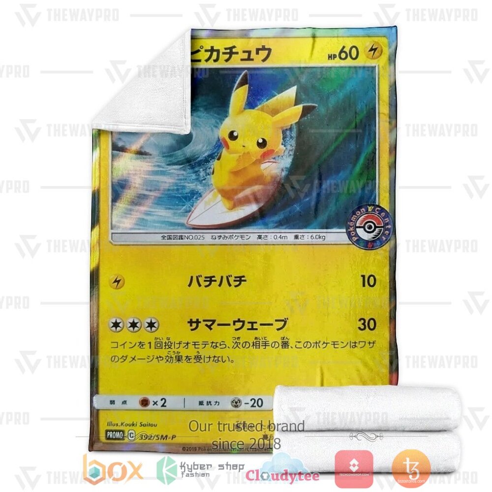 BEST Pokemon Surfing Pikachu Soft Blanket 4 Anime PKM Surfing Pikachu Custom Soft Blanket 1 2 3