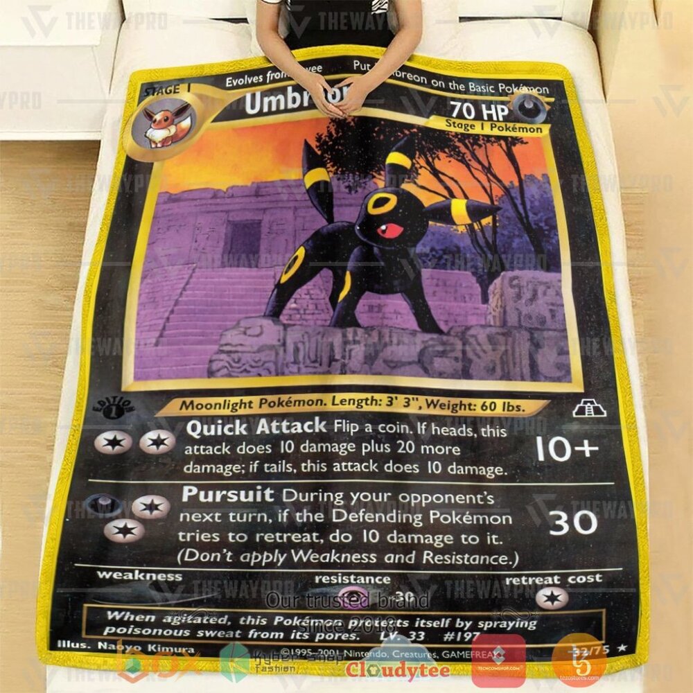 BEST Pokemon Umbreon Neo Discovery Soft Blanket 3 Anime PKM Umbreon Neo Discovery Custom Soft Blanket 1 2